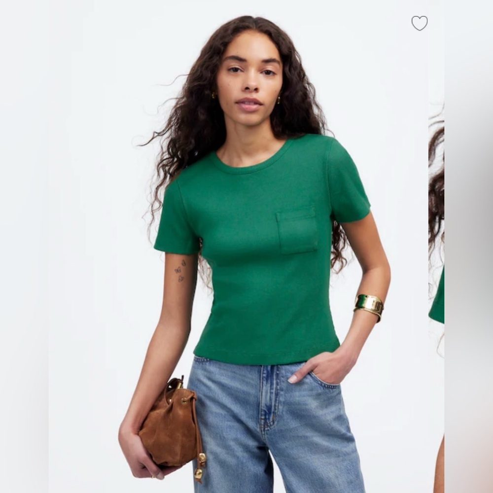 MADEWELL GARMENT-DYED RIBBED CREWNECK TEE TOP - Picture 2 of 8